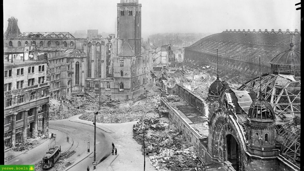 Blick auf den zerstören Hauptbahnhof.