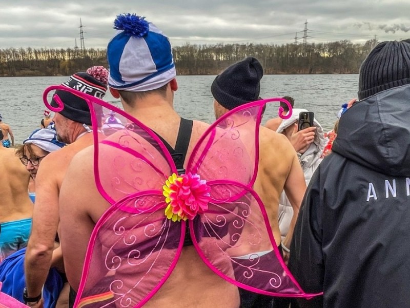 Premiere bei 2,5 Grad! Das 1. Neujahrs-Schwimmen im Kostüm