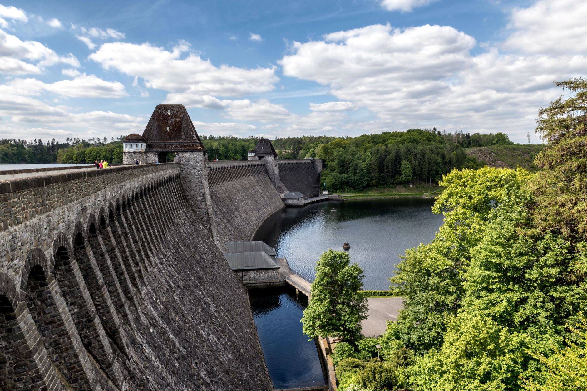 dam on lake at mohne reservoir in germany