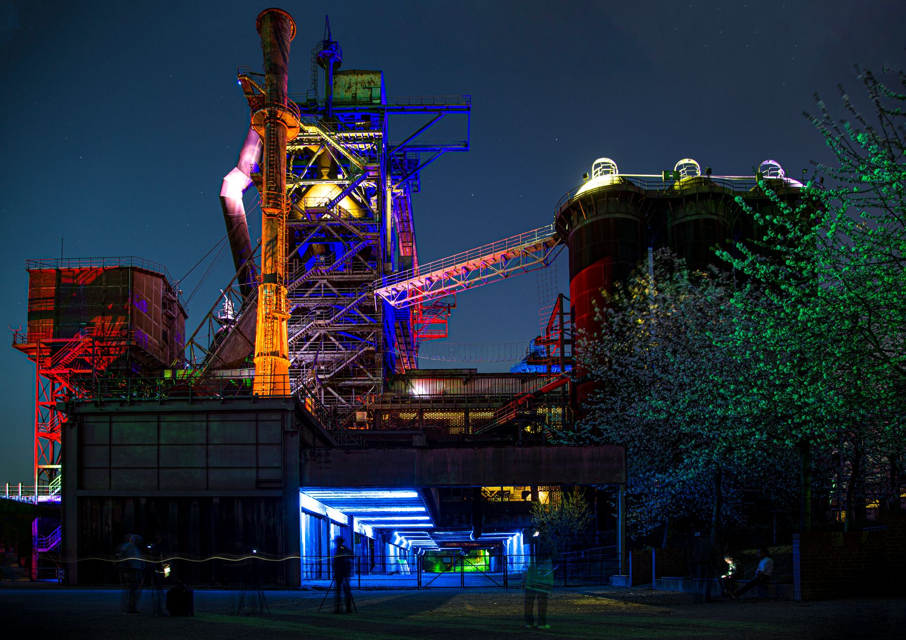 a factory at night