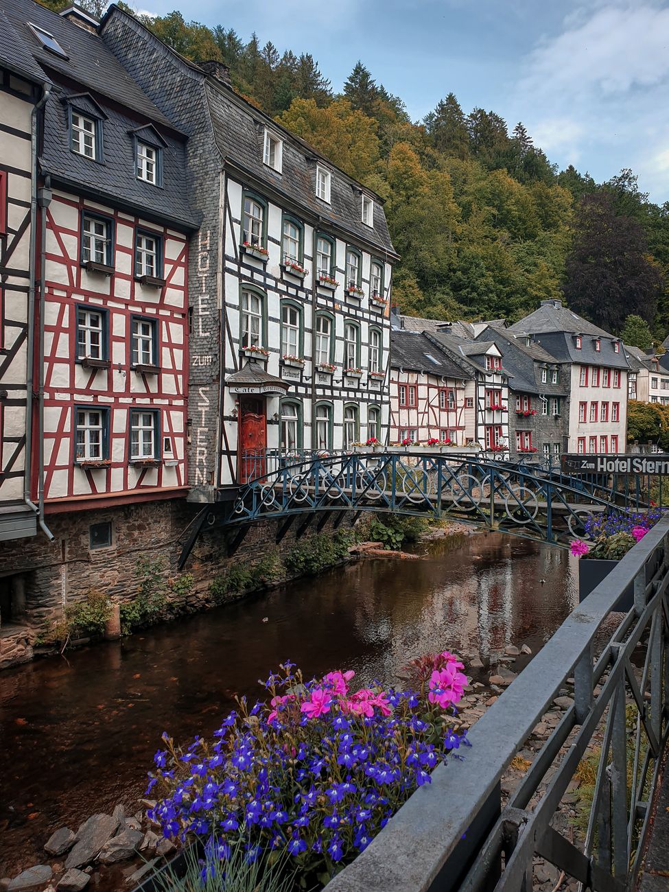 scenic view of historic half timbered houses in germany